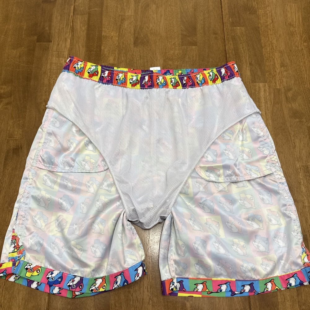 Buc-ees beaver swim trunks men's XL colorful checkered retro brief lined novelty - Picture 4 of 11